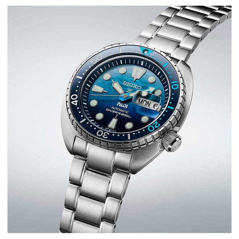 Reloj Seiko Prospex Diver S PADI King Tortuga Esfera Azul SRPK01K1