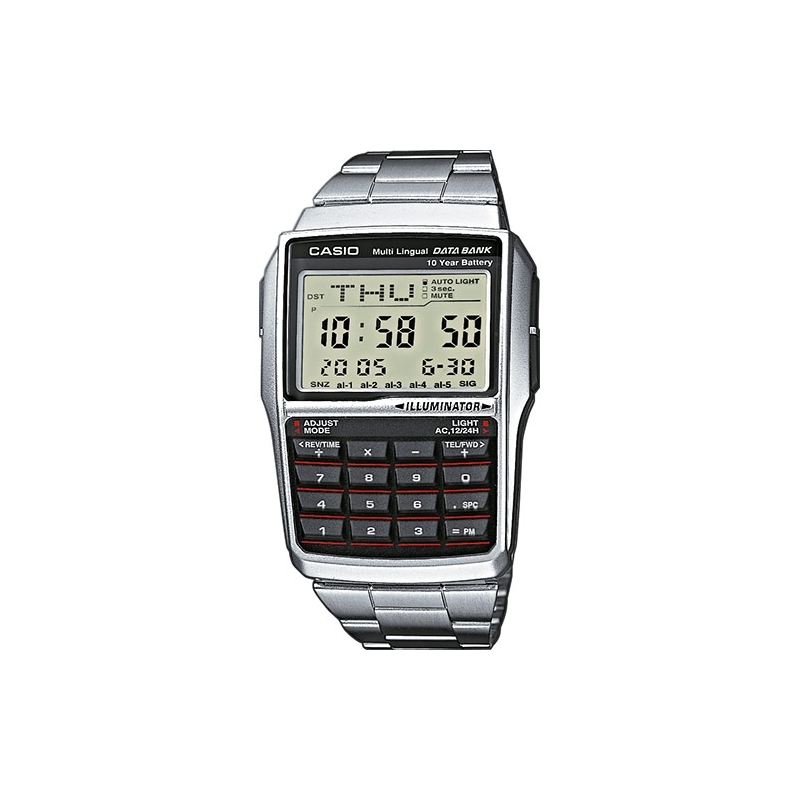 Reloj Casio con calculadora en plateado, DBC-32D-1AES.