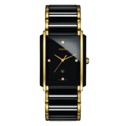 Reloj Rado Integral de hombre, cerámica negra, dorado y 4 diamantes, R20204712.