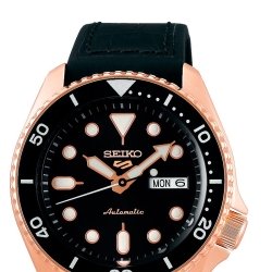 Reloj Seiko 5 Sports Specialist Style automático con caja rosada y correa de silicona, SRPD76K1.