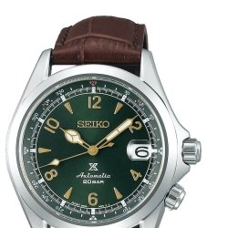 Reloj Seiko Prospex Tierra Alpinist con esfera verde, brújula y correa piel marrón, SPB121J1.