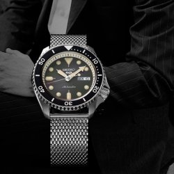 ⚡Reloj Seiko 5 Sports Suits Style con esfera negra y malla, SRPD73K1.