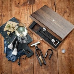 ❤️ Set de sommelier 5 piezas en acero y resina con estuche, WMF Baric, 0662866040.