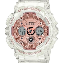 Reloj Casio G-Shock S Series de mujer trasparente con esfera rosé, GMA-S120SR-7AER.