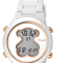 Reloj Tous D-Bear Teen digital de mujer en blanco y rosado, 000351595.