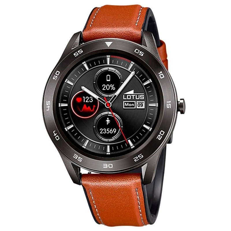 Reloj inteligente Lotus Smartime para hombre con correa de piel marrón, 50012/1.