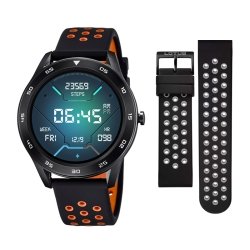 Reloj Lotus Inteligente Smartime de hombre en negro con detalles naranja, y correa extra, 50013/2.