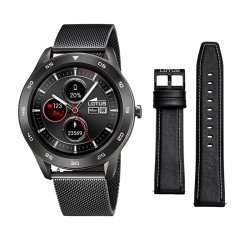 Reloj inteligente Lotus Smartime de hombre en negro con malla y correa extra de piel negra, 50011/1.