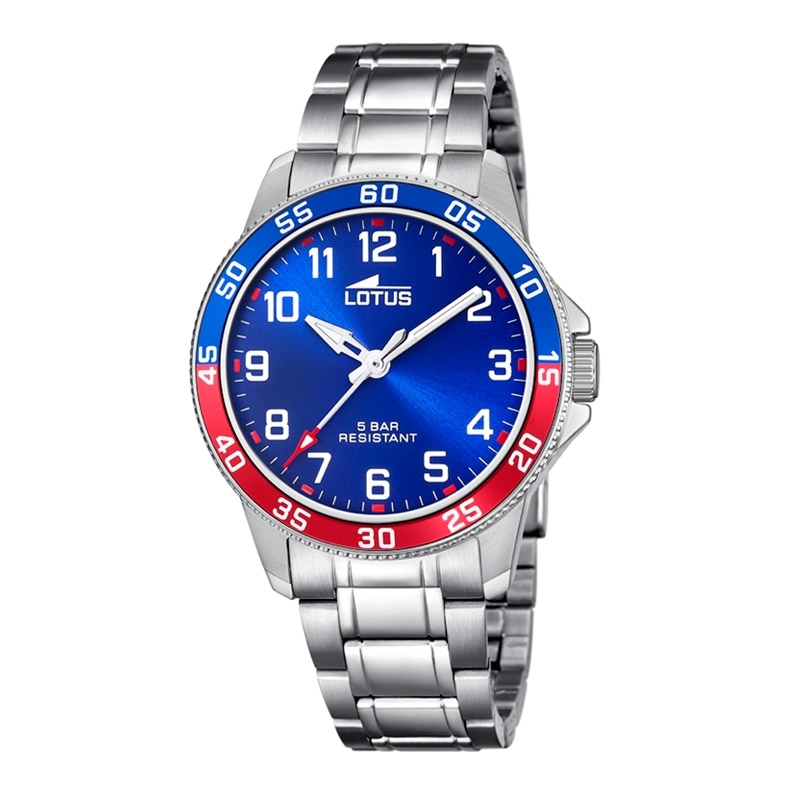 Reloj Lotus para niño Junior Collection en acero con bisel azul y rojo, 18786/1.