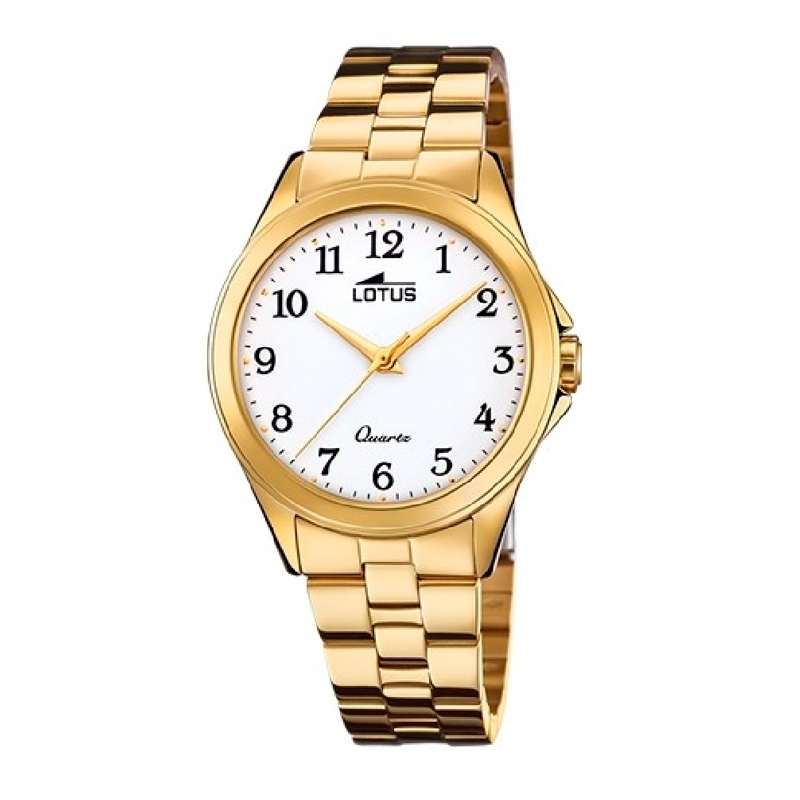 Reloj Lotus para mujer Trendy dorado con esfera blanca, 18740/1.