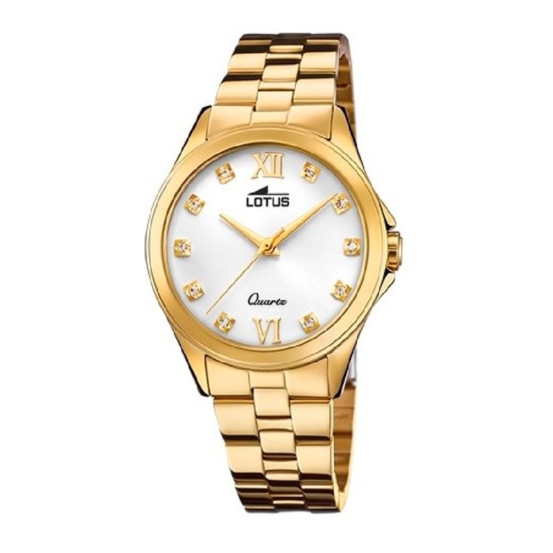 ✨Reloj Lotus de mujer Trendy dorado con circonitas en esfera, 18740/2.