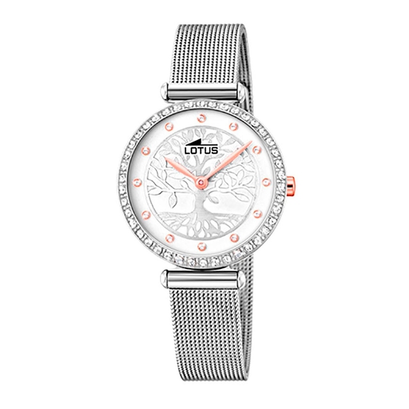 ✨Reloj Lotus Bliss de mujer con árbol de la vida, circonitas y correa de malla, 18709/1.