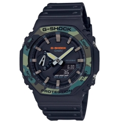 Reloj Casio G-Shock Classic Carbon Core Guard en negro con detalles militares, GA-2100SU-1AER.