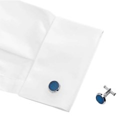 Gemelos Montblanc Meisterstück redondos en laca azul y acero, 112904.