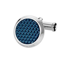 Gemelos Montblanc Meisterstück redondos en laca azul y acero, 112904.