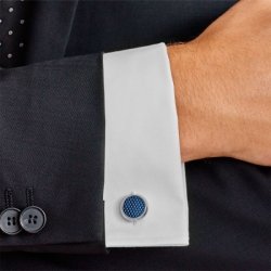 Gemelos Montblanc Meisterstück redondos en laca azul y acero, 112904.