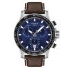 Reloj Tissot SuperSport Chrono de hombre esfera azul y correa marrón, T1256171604100.