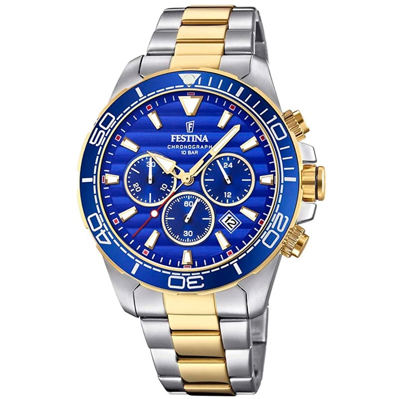 Reloj Festina Prestige de hombre bicolor con cronógrafo y esfera azul, F20363/2.