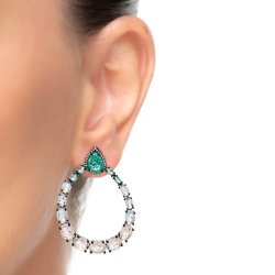 Pendientes de plata negra con piedras degradadas hasta el verde, Lautho de Luxenter, EF062BK2000.