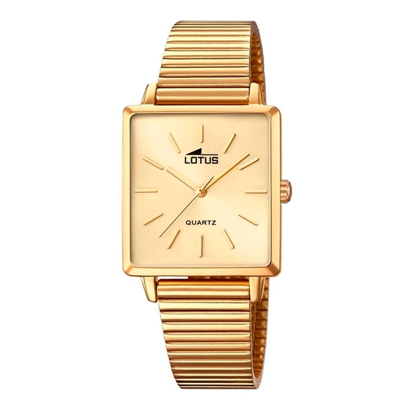 Reloj Lotus de mujer Trendy dorado con caja rectangular, 18716/1.