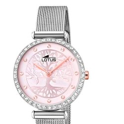 Reloj Lotus de mujer Bliss en acero con esfera rosé y árbol de la vida, 18709/2.