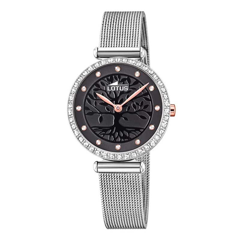 Reloj Lotus de mujer Bliss con esfera negra de árbol de la vida y Swarovski®, 18709/3.