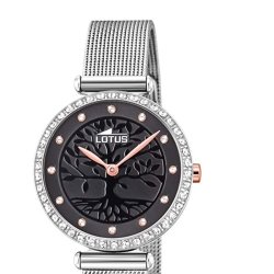 Reloj Lotus de mujer Bliss con esfera negra de árbol de la vida y Swarovski®, 18709/3.