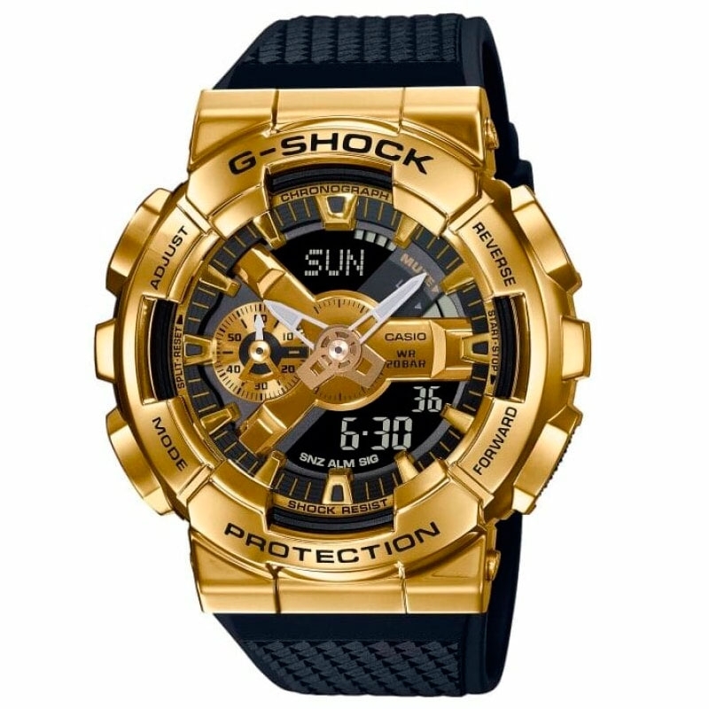 Reloj Casio G-Shock para hombre con caja dorada y correa de silicona negra, GM-110G-1A9ER.