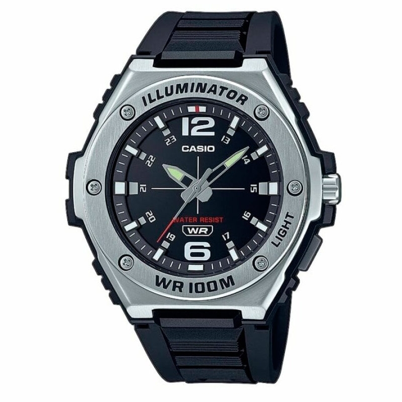 Reloj Casio analógico de hombre con caja de acero y correa negra, MWA-100H-1AVEF.