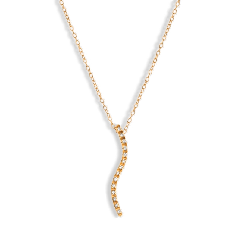 ✨Colgante de oro rosé con diamantes, en forma de barra, de Superoro.