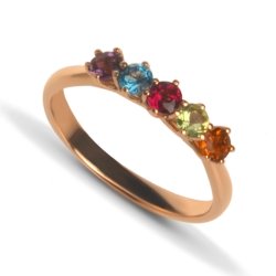 Anillo de oro rosé con piedras semipreciosas en colores, de Superoro.
