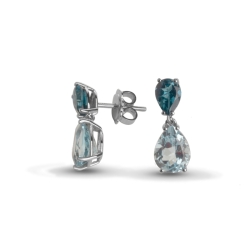 Pendientes de oro blanco con topacios azules, Black & White Jewellery de Superoro.