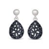 ⚡Pendientes largos plateados con gliter negro de Luxenter, SSEW29901.