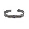 Brazalete para mujer en plata envejecida, bronce y circonita azul, de Platadepalo, CB115A.