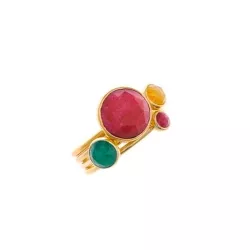 Anillo de 4 partes en plata dorada con piedras de colores, de Salvatore Plata, 247S0011.