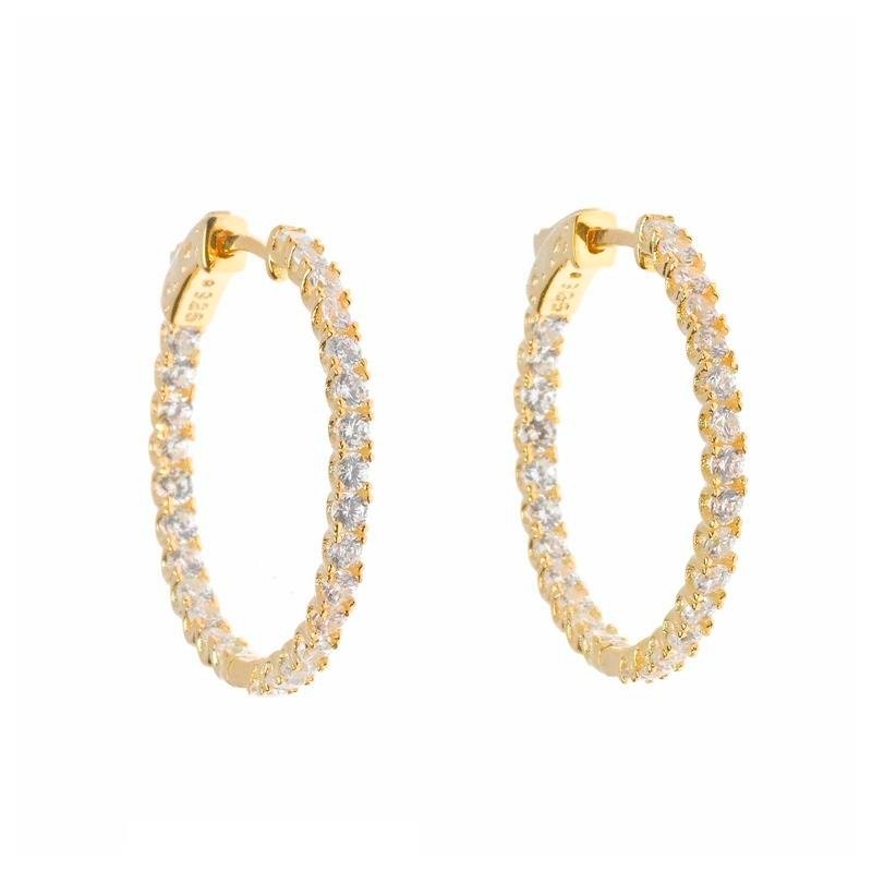 ❤️Aros en plata dorada con circonitas, de Salvatore Plata, 151A0094.