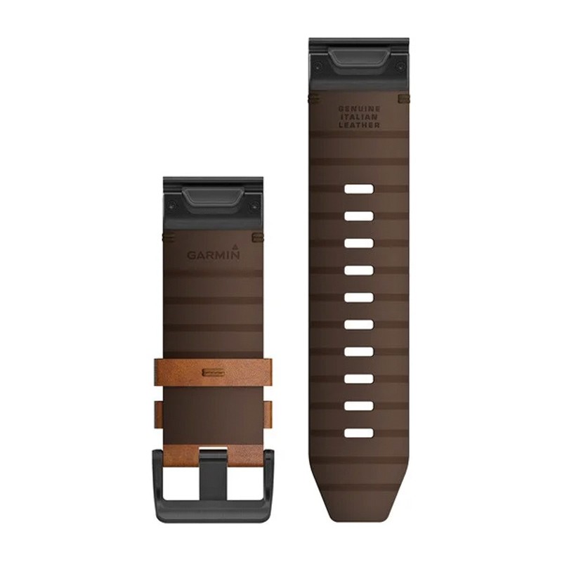 Correa Garmin de piel marrón camel y hebilla negra, 26 mm de ancho, 010-12864-05.