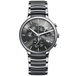 Reloj Rado de hombre con cronógrafo Centrix, en acero y cerámica gris R30122122.