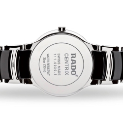 Reloj Rado Centrix de mujer en acero y cerámica negra, con diamantes en esfera R30935712.