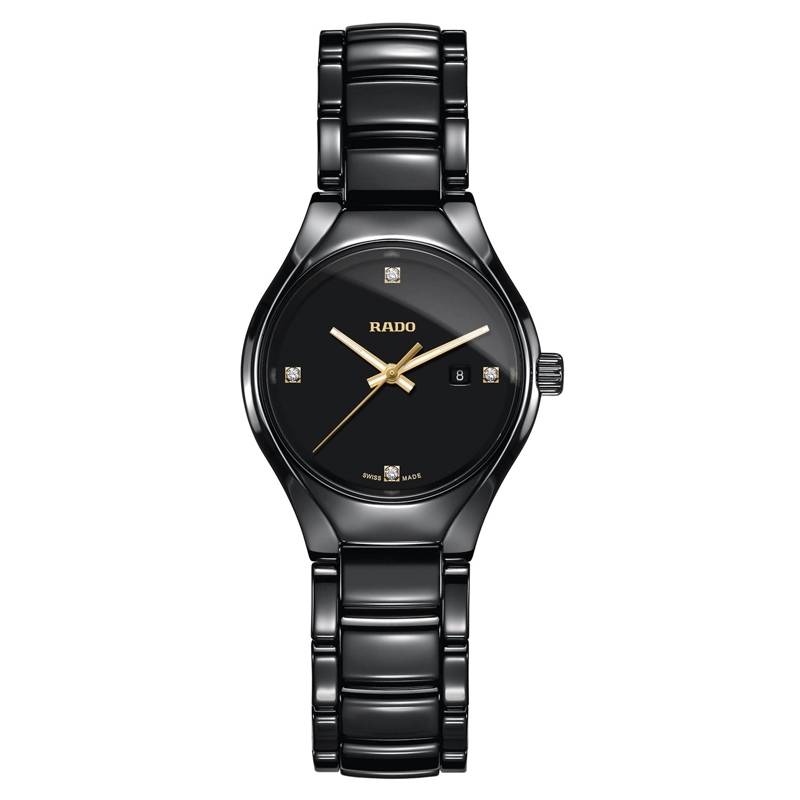 Reloj Rado de mujer True en cerámica negra y diamantes en esfera, ref. R27059712.
