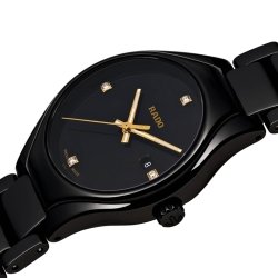 Reloj Rado de mujer True en cerámica negra y diamantes en esfera, ref. R27059712.