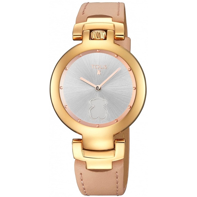 Reloj Tous de mujer Crown dorado con correa de piel nude 700350265.