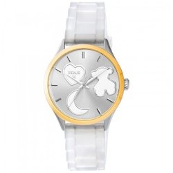 Reloj Tous de mujer Sweet Power con motivos esmaltados en blanco y correa de silicona, 800350750.