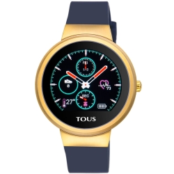 Reloj Activity Tous Rond Touch dorado con correa de silicona azul, 000351685.