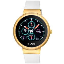 Reloj Activity Tous Rond Touch dorado con correa de silicona blanca, 000351685.
