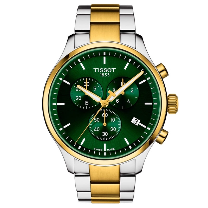 Reloj Tissot Chrono XL Classic de hombre en acero bicolor con esfera verde y cronógrafo, T1166172209100.
