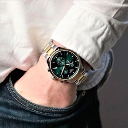 Reloj Tissot Chrono XL Classic de hombre en acero bicolor con esfera verde y cronógrafo, T1166172209100.