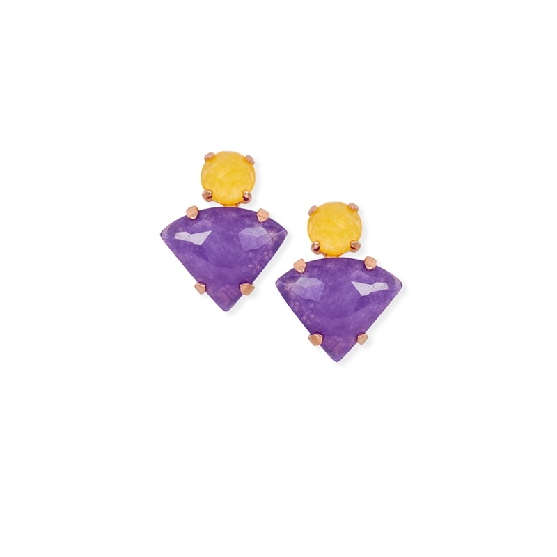 ❤️Pendientes en plata dorado rosé con amatista, 0500 de Máximo Betro.