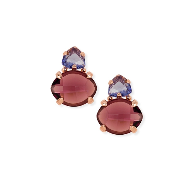 Pendientes de plata dorada en oro rosé con piedras Swarovski®, 0503 de Maximo Betro.