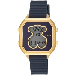 Reloj Tous D-Bear Teen Square, digital en azul con caja dorada, 100350390